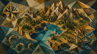 Cubist Modern Art Style fantasy map example