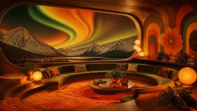 Retro 70s Interior Design banner example