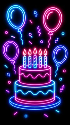 Neon Icon Design birthday card example