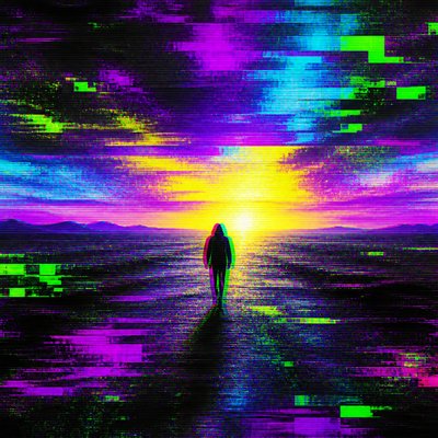 Glitch Digital Art Style album cover example