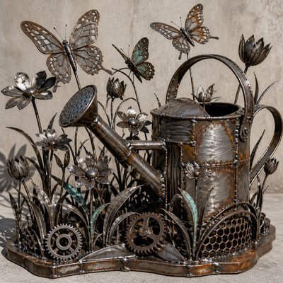 Metal Assemblage Sculpture Art Style coloring page example