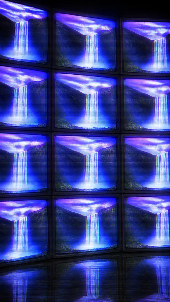 towering waterfall cascading down a cliff — Video Art Style