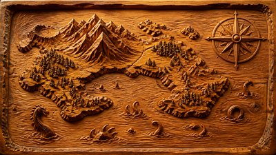 Wood Carving Sculpture Art Style fantasy map example