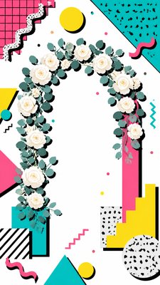 Memphis Design wedding invitation example