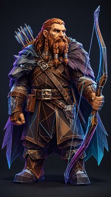 Digital Geometric Art tabletop character portrait example