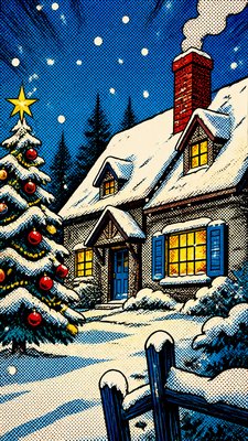 Comic Book Pop Art Style Christmas card example