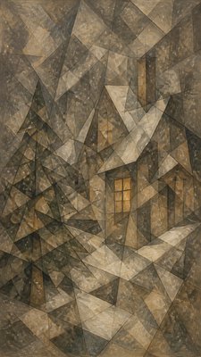 Analytical Cubism Art Style Christmas card example