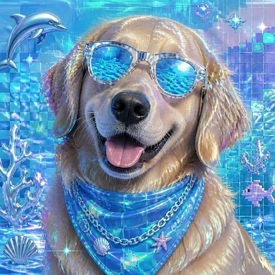 Seapunk Aesthetic pet portrait example