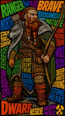 Typography Pop Art Style tabletop character portrait example