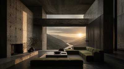 Brutalist Interior Design desktop wallpaper example