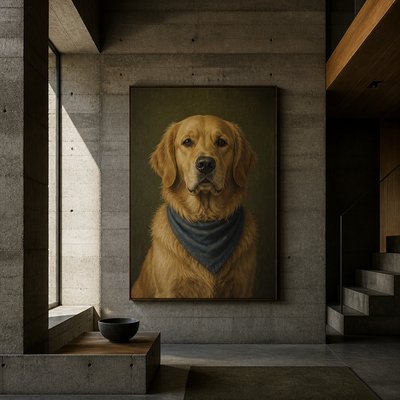 Brutalist Interior Design pet portrait example