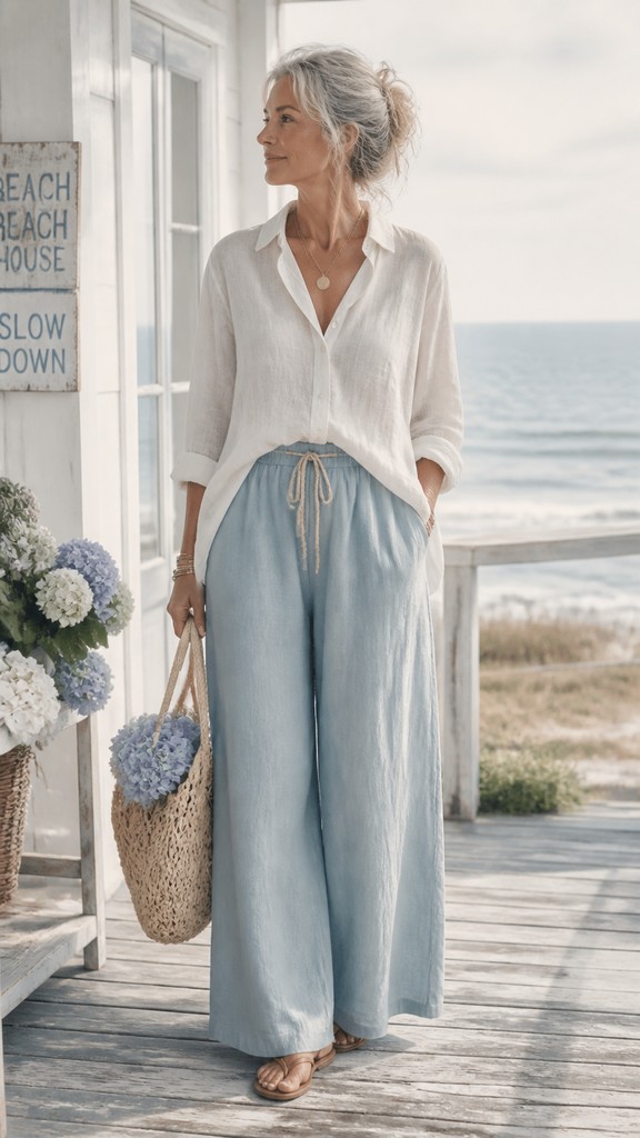 full-length portrait of an elegant figure — Coastal Grandmother Aesthetic