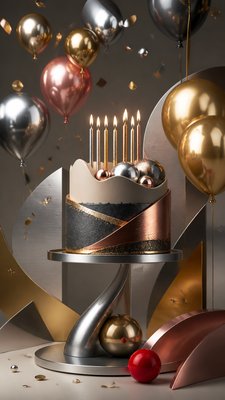 Modern Contemporary Jewelry Design birthday card example