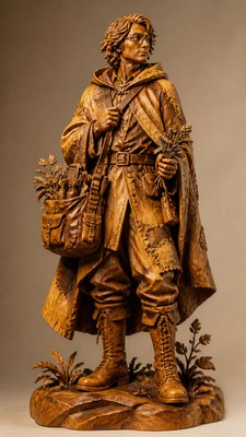 Wood Carving Sculpture Art Style character design example