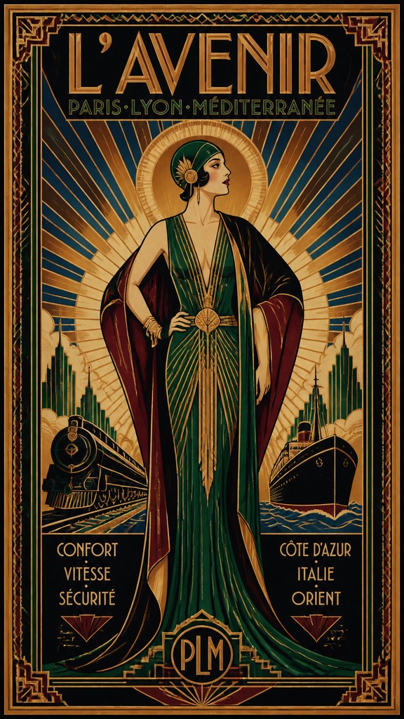 full-length portrait of an elegant figure — Art Deco Poster Design