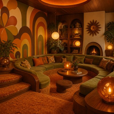 Retro 70s Interior Design coloring page example