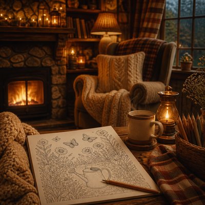 Cozycore Aesthetic coloring page example