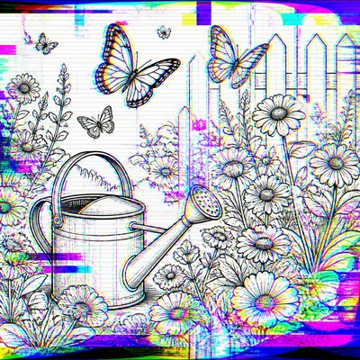 Glitch Art Style coloring page example