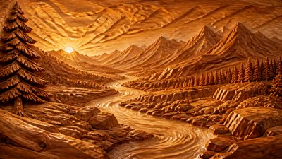 Wood Carving Sculpture Art Style desktop wallpaper example