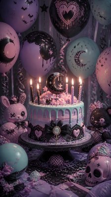 Pastel Goth Aesthetic birthday card example