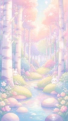 Kawaii Pastel Anime Art Style wall art print example