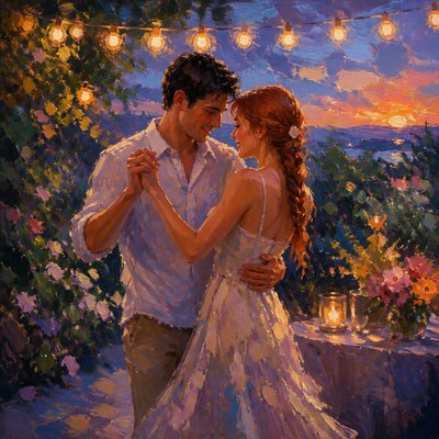 Impressionist Nature Art couple portrait example