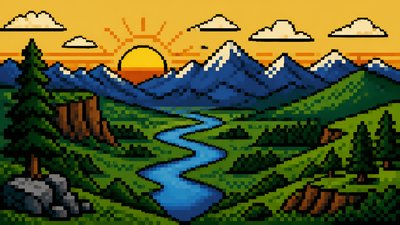 8-Bit Pixel Art Style desktop wallpaper example