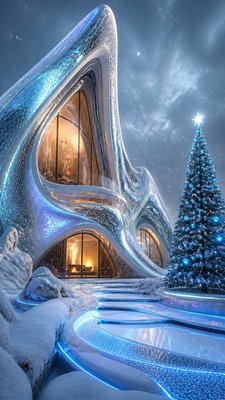 Futuristic Architecture Art Christmas card example