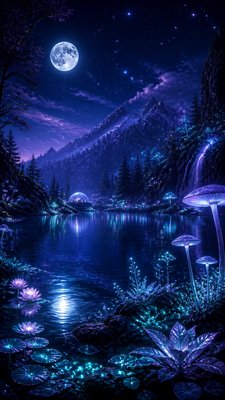Lunarpunk Aesthetic phone wallpaper example