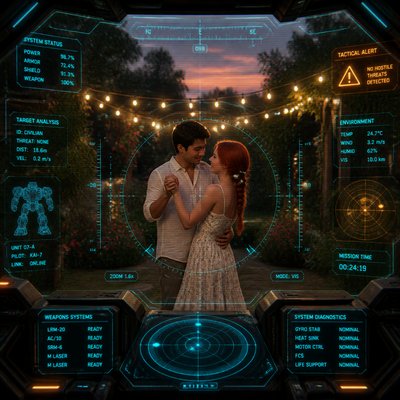 Mecha Pilot Interface View couple portrait example