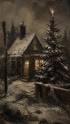 Ashcan School Art Style Christmas card example