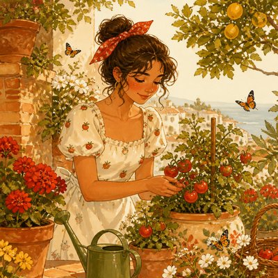 Tomato Girl Aesthetic coloring page example