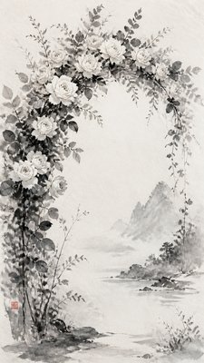 Traditional Chinese Landscape Art Style wedding invitation example