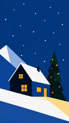 Color Field Minimalism Art Style Christmas card example