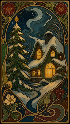 Art Nouveau Style Christmas card example