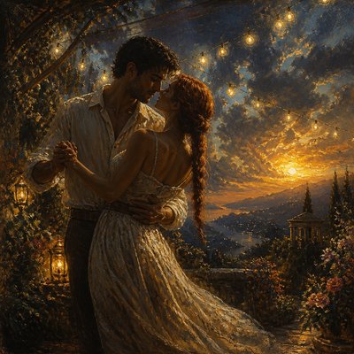 Romantic Landscape Art Style couple portrait example