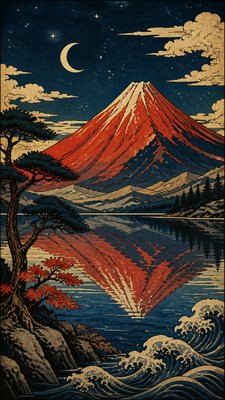 Ukiyo-e Anime Fusion Portrait phone wallpaper example