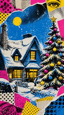 Collage Pop Art Style Christmas card example