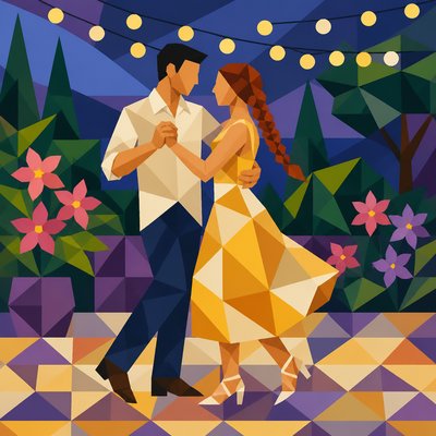Geometric Abstract Art Style couple portrait example