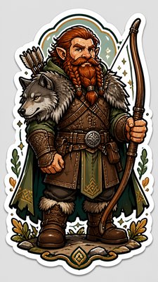 Typography Sticker Design tabletop character portrait example