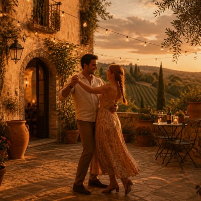 Tuscan Interior Design couple portrait example