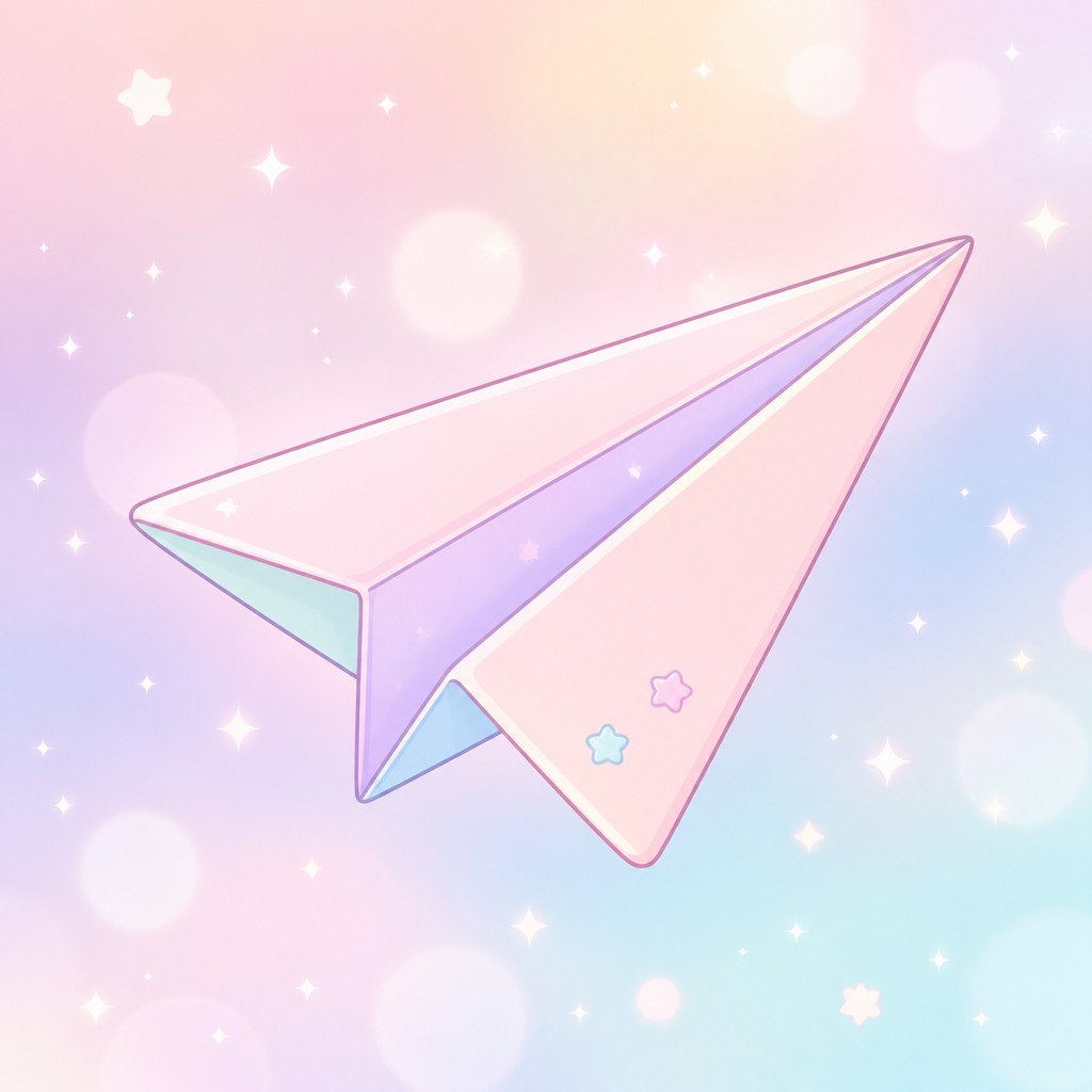 a paper plane, clean minimal composition on a plain background, no text — Kawaii Pastel Anime Art Style icon