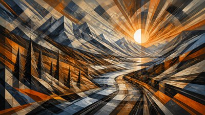 Cubo-Futurism Art Style desktop wallpaper example