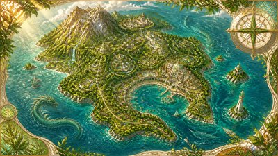 Solarpunk Aesthetic fantasy map example