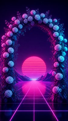 Synthwave Aesthetic wedding invitation example
