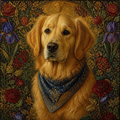 Pre-Raphaelite Art Style pet portrait example