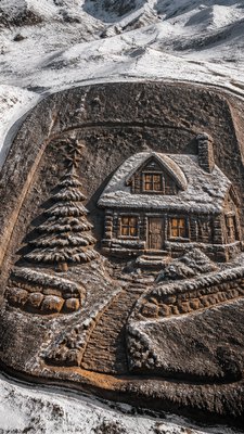 Land Art Style Christmas card example