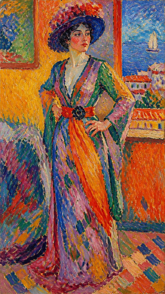 full-length portrait of an elegant figure — Fauvist Impressionism Art Style