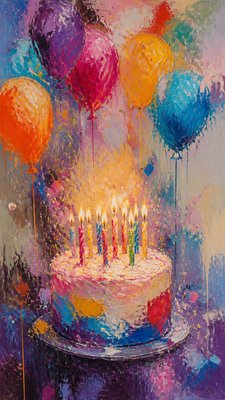 Abstract Expressionist Modern Art Style birthday card example
