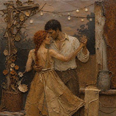 Arte Povera Art Style couple portrait example